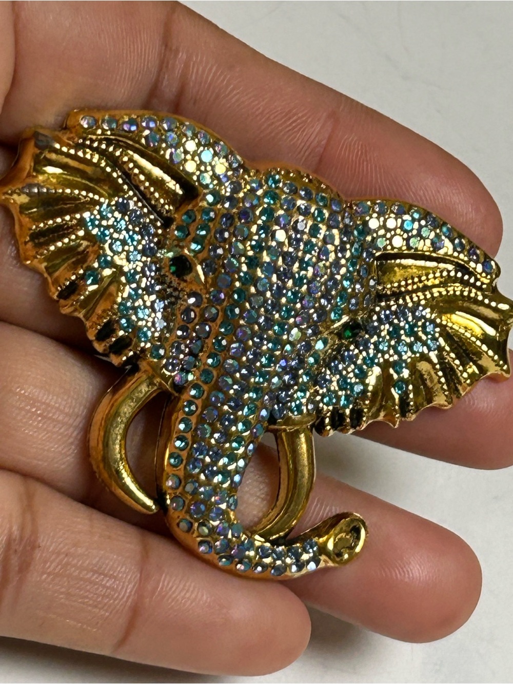 Gold Elephant Crystal Brooch - Women Jewelry